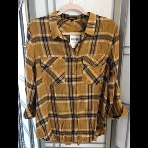 NWT Mustard Plaid Top